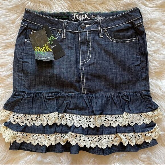 Ruffle Jean Skirt Rock 47 By Wrangler Size 28 - Picture 1 of 9